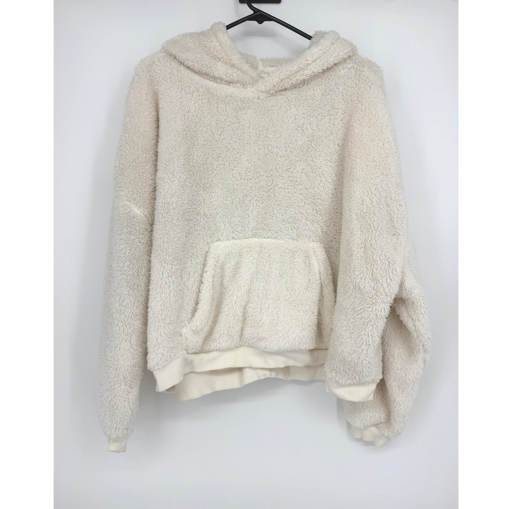 H&M LOGG Womens‎ Cream Teddy Fleece Hoodie Sherpa Pullover Large